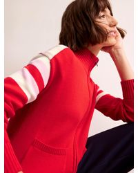Boden - Stripe Sleeve Knitted Zip-up Cardigan - Lyst