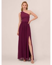 Adrianna Papell - One Shoulder Crepe Chiffon Maxi Dress - Lyst