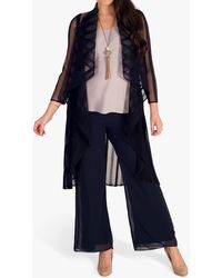Chesca - Long Striped Mesh Coat - Lyst