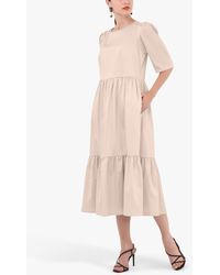 Closet - Puff Sleeve Tiered Midi Dress - Lyst