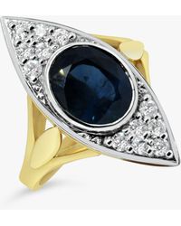 Milton & Humble Jewellery - Second Hand 18ct White & Yellow Gold Sapphire & Diamond Cluster Ring - Lyst