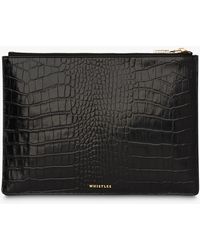 Whistles - Shiny Croc Zip Leather Purse - Lyst