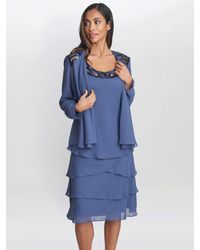 Gina Bacconi - Leigh Embellished Tiered Dress & Jacket - Lyst