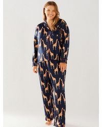 Chelsea Peers - Curve Satin Giraffe Print Long Pyjama Set - Lyst
