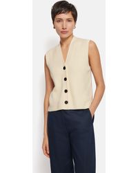 Jigsaw - Cotton Wool Blend Rib Knit Button Up Tank Top - Lyst