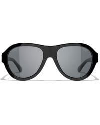 Chanel - Oval Sunglasses Ch5467b Black/grey - Lyst