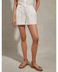 Reiss - Nia Embroidered Cotton Drawstring Waist Shorts - Lyst