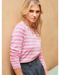 Brora - Cotton Knit Stripe Long Sleeve T-shirt - Lyst