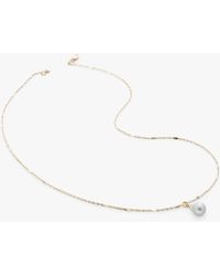 Monica Vinader - 14ct Gold Pearl Pendant Shimmer Chain Necklace - Lyst