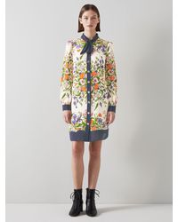 LK Bennett - Ernst Silk Blend Floral Print Dress - Lyst