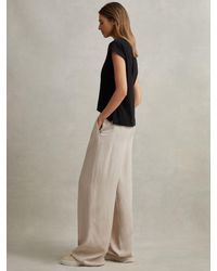 Reiss - Petite Vera Linen Blend Wide Leg Trousers - Lyst