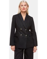 Whistles - Petite Lindsey Linen Blend Double Breasted Blazer - Lyst