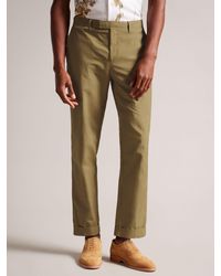 Ted Baker - Cleevet Slim Fit Cotton Linen Blend Trousers - Lyst