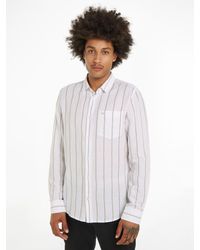 Calvin Klein - Linen Blend Stripe Shirt - Lyst