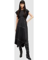 AllSaints - Agnes Panelled Asymmetric Midi Dress - Lyst
