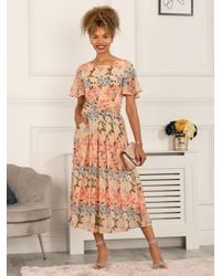 Jolie Moi - Reagan Floral Print Chiffon Midi Dress - Lyst