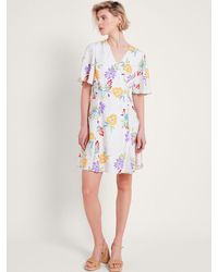 Monsoon - Sandie Print Linen Blend Wrap Dress - Lyst