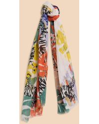 White Stuff - Abstract Print Organic Cotton Blend Scarf - Lyst