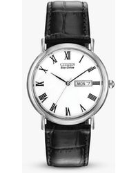 Citizen - Bm8240-11a Eco-drive Date Leather Strap Watch - Lyst