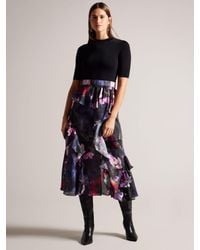 Ted Baker - Rowana Fitted Knit Bodice Dress With Ruffle Skirt - Lyst
