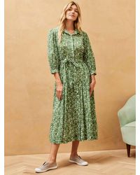 Brora - Organic Cotton Voile Botanic Midi Shirt Dress - Lyst