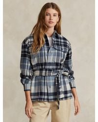 Ralph Lauren - Polo Belted Wool Blend Check Shirt - Lyst