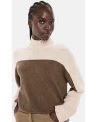 Whistles - Colour Block Funnel Neck Wool Jumper - Lyst