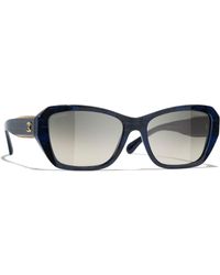 Chanel - Rectangular Sunglasses Ch5516 Blue Tweed/grey Gradient - Lyst