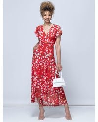 Jolie Moi - Rachele Floral Print Mesh Maxi Dress - Lyst
