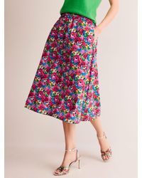 Boden - Hattie Floral Print Cotton Poplin Midi Skirt - Lyst