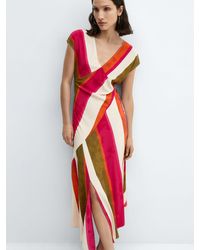 Mango - Cherry Wide Stripe Asymmetric Hem Midi Dress - Lyst