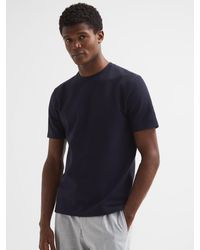 Reiss - Cooper - Navy Slim Fit Honeycomb T-shirt, L - Lyst