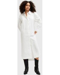 AllSaints - Imogen Organic Cotton Midi Shirt Dress - Lyst
