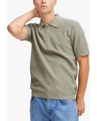 Casual Friday - Karl Structured Zip Knit Polo Shirt - Lyst