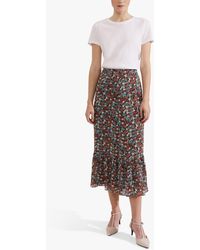 Hobbs - Naeva Floral Print Midi Skirt - Lyst