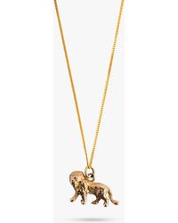 L & T Heirlooms - Second Hand 9ct Yellow Gold Lion Charm Pendant Necklace - Lyst