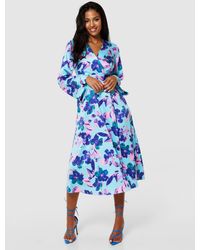 Closet - Floral Wrap Midi Dress - Lyst