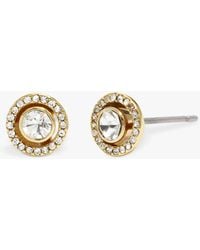 COACH - Crystal Halo Pave Stud Earrings - Lyst
