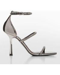 Mango - Diamante Embellished Stiletto Heel Sandals - Lyst