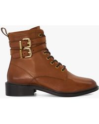 Dune - Phyllis Leather Double Buckle Lace Up Boots - Lyst