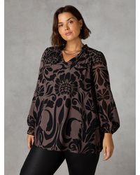 Live Unlimited - Curve Floral Ruched Front Blouse - Lyst