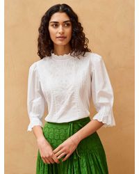 Brora - Organic Cotton Embroidered Blouse - Lyst