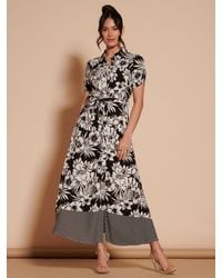 Jolie Moi - Elsie Floral Linen Blend Shirt Maxi Dress - Lyst