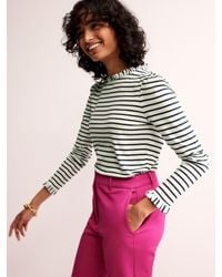Boden - Supersoft Frill Detail Striped Long Sleeve Top - Lyst