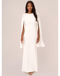 Adrianna Papell - Crepe Beaded Cape Sleeve Gown - Lyst