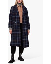 Whistles - Wool Double Breast Check Coat - Lyst