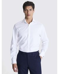 Moss - Tailored Fit Double Cuff Cotton Dobby Shirt - Lyst