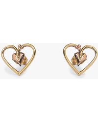L & T Heirlooms - Second Hand 9ct Yellow Gold Heart Stud Earrings - Lyst