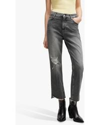 BOSS - Boss Distressed Straight Leg Cropped Jeans - Lyst