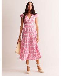 Boden - May Floret Print Tiered Midi Dress - Lyst